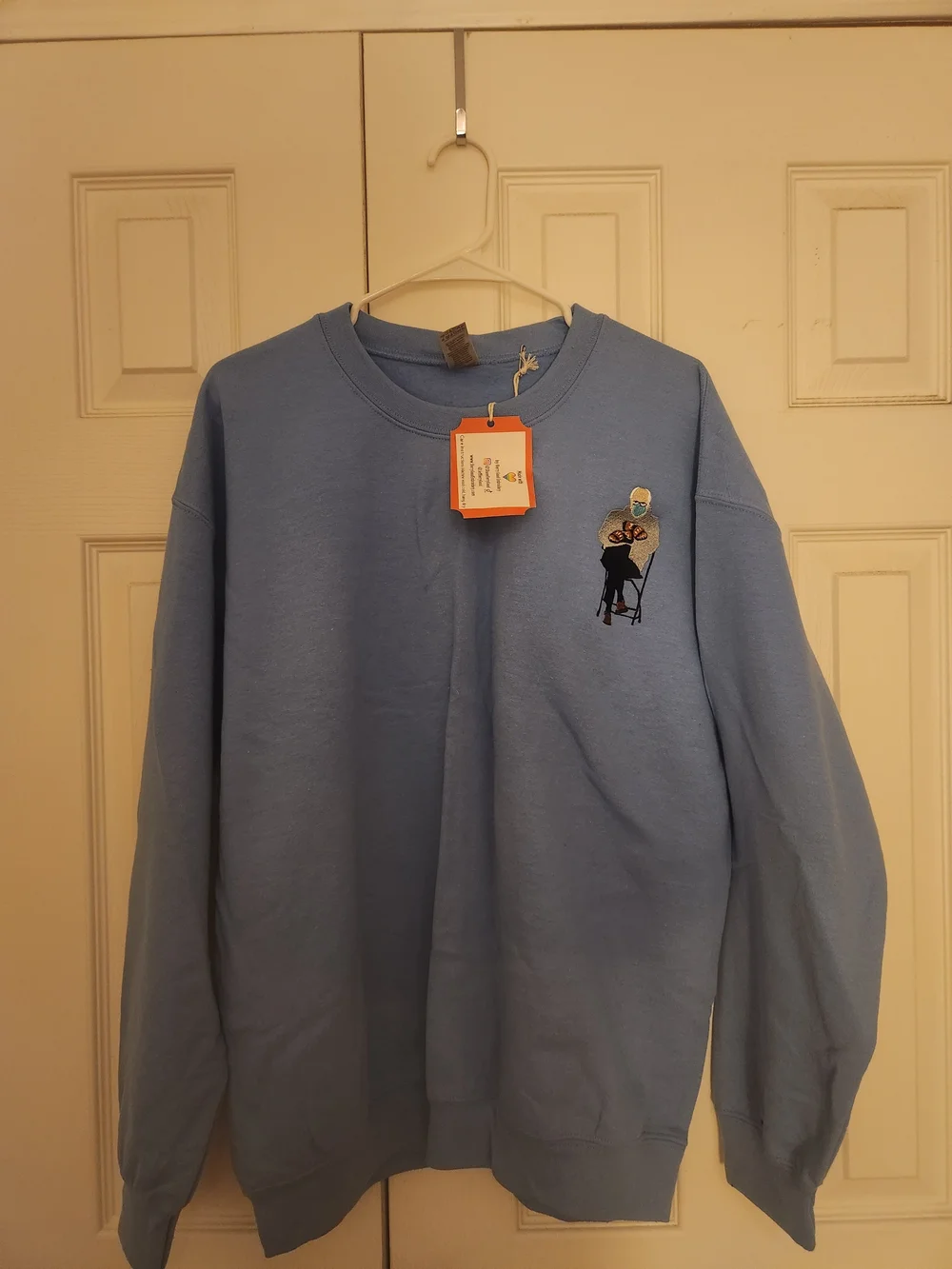 BERNIE Crewneck Sweatshirt w Iconic Embroidered Graphic of Bernie Sanders!